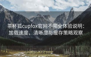 茶杯狐cupfox官网不完全体验说明：加载速度、清晰度与缓存策略观察