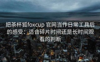 把茶杯狐foxcup 官网当作日常工具后的感受：适合碎片时间还是长时间观看的判断
