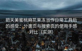 把天美蜜桃麻花果冻当作日常工具后的感受：分类页与搜索页的使用手感对比（实测）